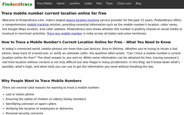 Screenshot of findandtrace.com