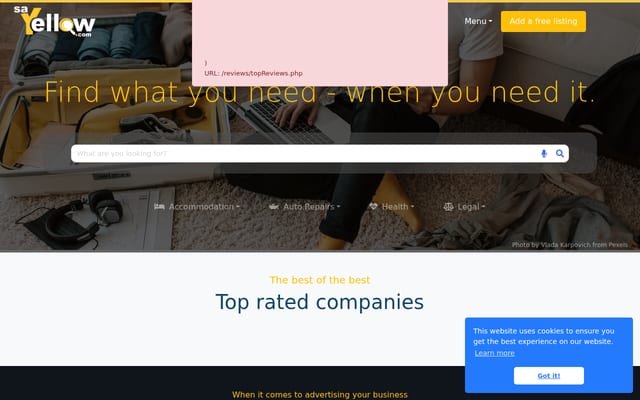 Screenshot of sayellow.com