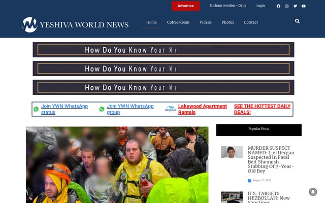 Screenshot of theyeshivaworld.com