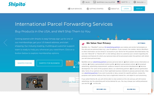Screenshot of shipito.com