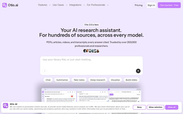 Screenshot of otio.ai