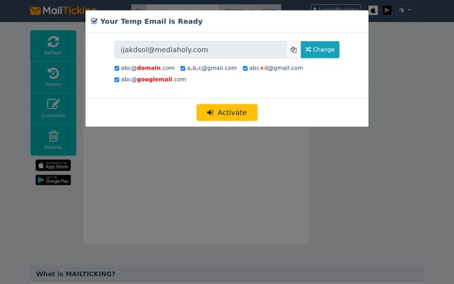 Screenshot of mailticking.com