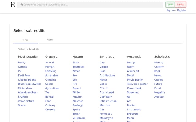 Screenshot of redditgrid.com