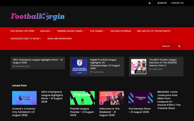 Screenshot of footballorgin.com