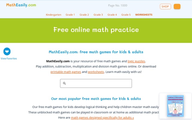 Screenshot of matheasily.com