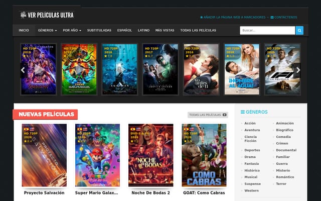 Screenshot of verpeliculasultra.com