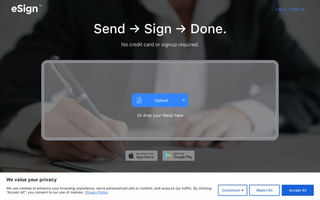Screenshot of esign.com