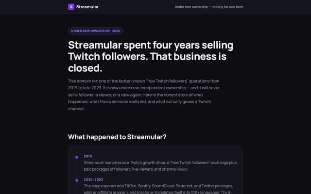 Screenshot of streamular.com