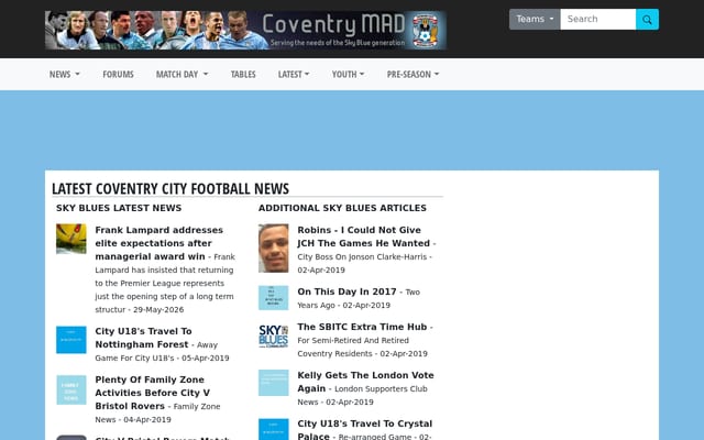 Screenshot of coventrycity-mad.co.uk