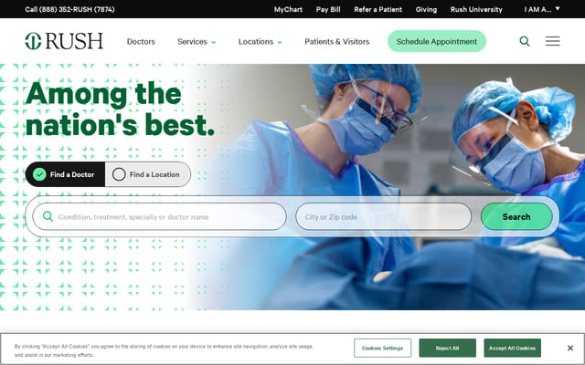 Screenshot of rush.edu