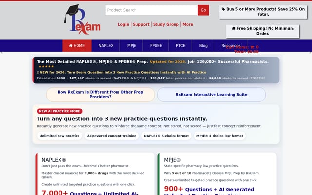 Screenshot of pharmacyexam.com