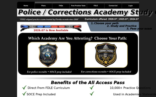 Screenshot of myfloridapoliceexams.com