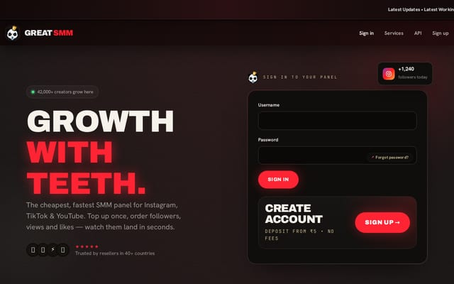 Screenshot of greatsmm.in