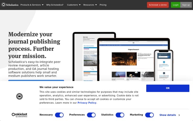 Screenshot of scholasticahq.com