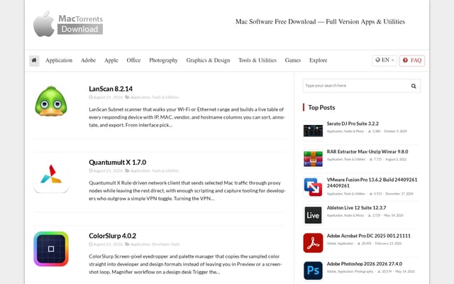 Screenshot of torrentmac.net