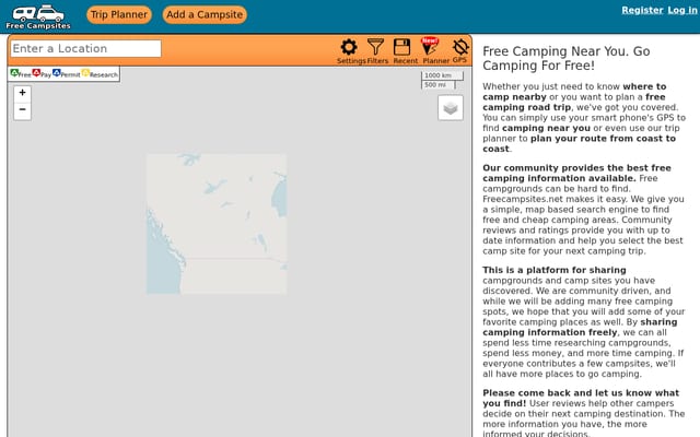 Screenshot of freecampsites.net