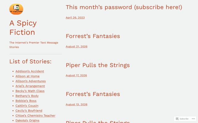 Screenshot of aspicyfiction.com