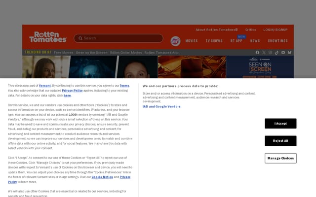 Screenshot of rottentomatoes.com