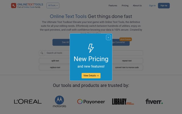 Screenshot of onlinetexttools.com