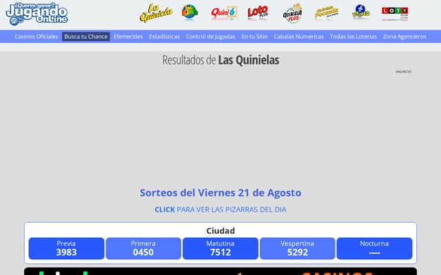 Screenshot of jugandoonline.com.ar