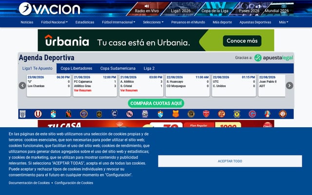 Screenshot of ovacion.pe