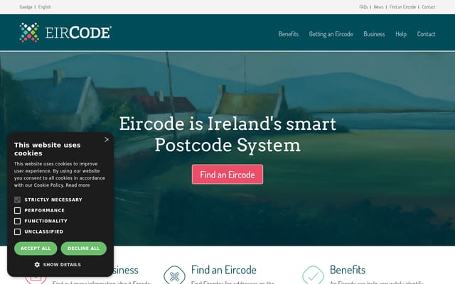 Screenshot of eircode.ie