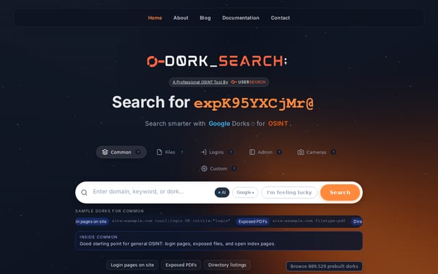 Screenshot of dorksearch.com