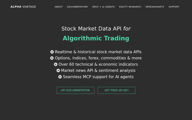 Screenshot of alphavantage.co