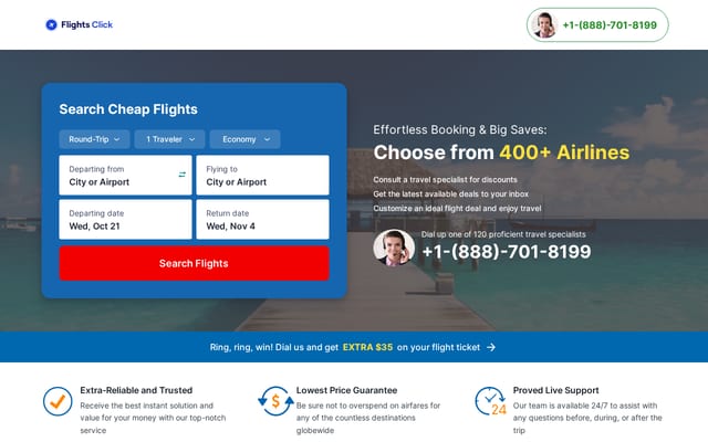 Screenshot of flightsclick.com