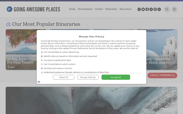 Screenshot of goingawesomeplaces.com