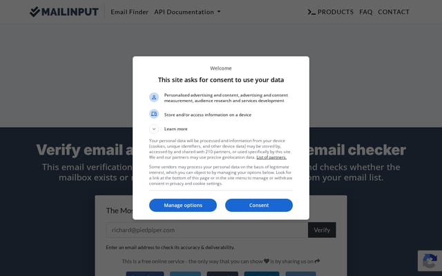 Screenshot of mailinput.com