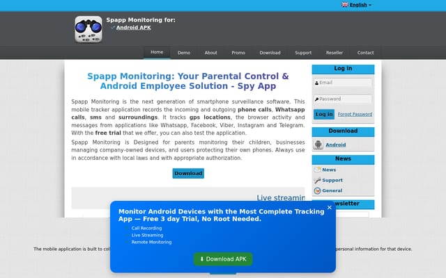 Screenshot of spappmonitoring.com