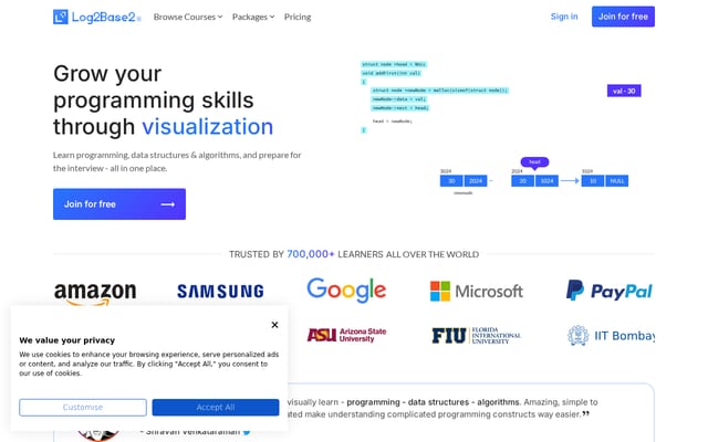 Screenshot of log2base2.com