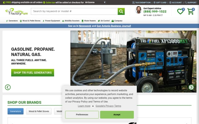 Screenshot of factorypure.com