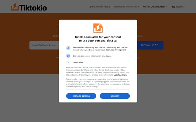 Screenshot of tiktokio.com