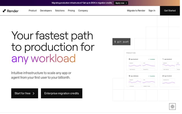 Screenshot of render.com