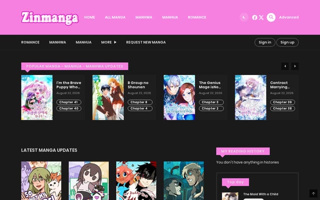 Screenshot of zinmanga.net
