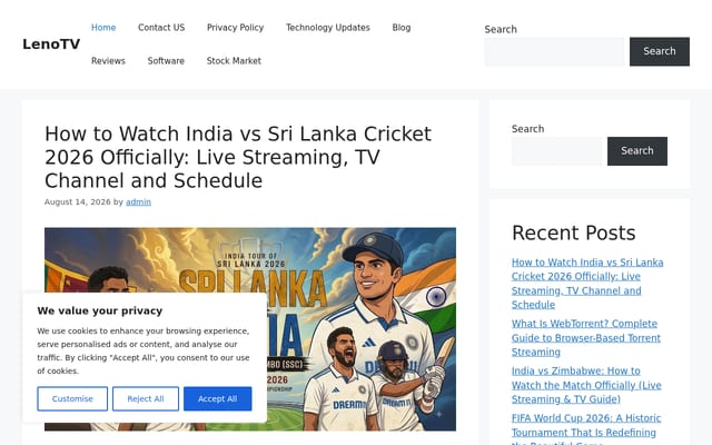 Screenshot of lenotv.com