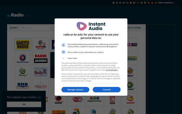 Screenshot of radio.or.ke