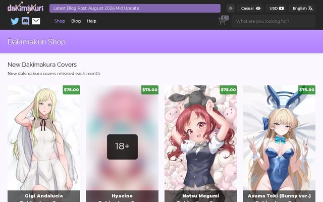 Screenshot of dakimakuri.com