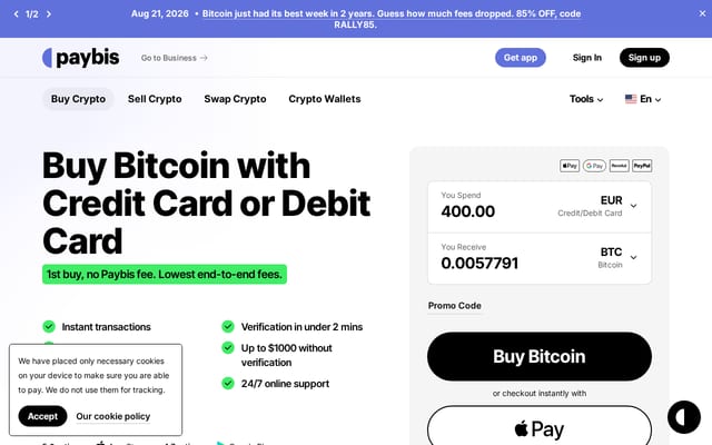 Screenshot of paybis.com