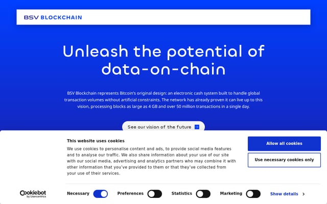 Screenshot of bitcoinsv.com