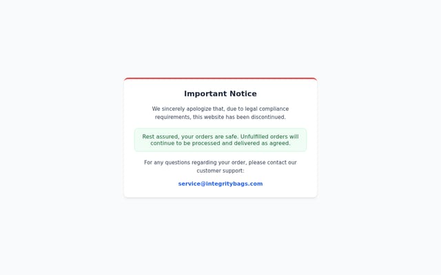 Screenshot of integritybags.com