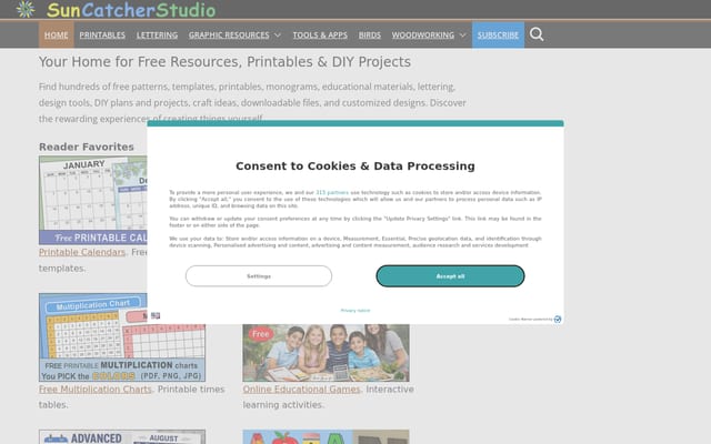 Screenshot of suncatcherstudio.com