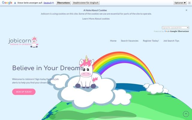 Screenshot of jobicorn.com
