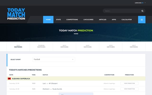 Screenshot of todaymatchprediction.com