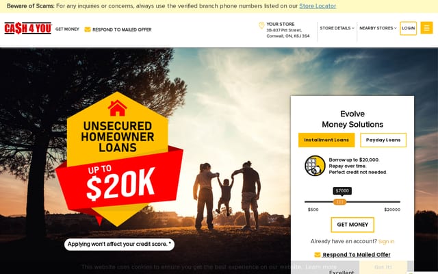 Screenshot of cash4you.ca