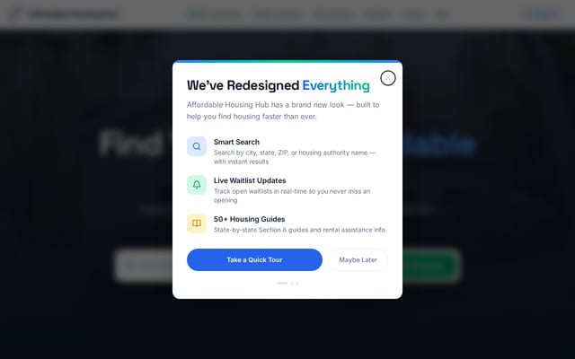Screenshot of affordablehousinghub.org