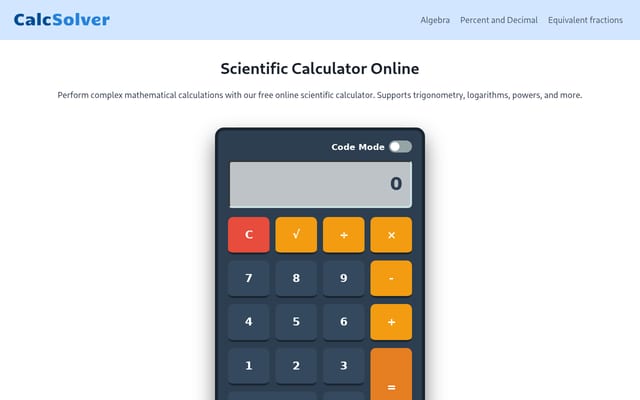 Screenshot of calcsolver.net