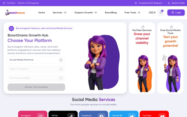 Screenshot of boostgrams.com